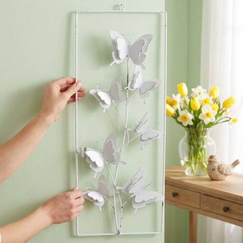 Déco murale Papillons Déco de printemps Métal Blanc 47,5cm | Floristik24.be