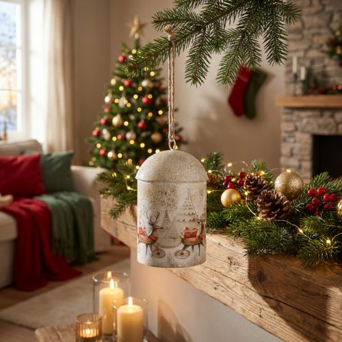 Article Cloche à motif de Noël à suspendre, 26 cm