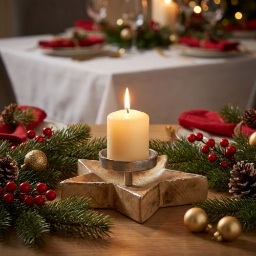 Bougeoir, décoration de table Noël, bougeoir étoile H7cm Ø20cm/6.5cm | Floristik24.be