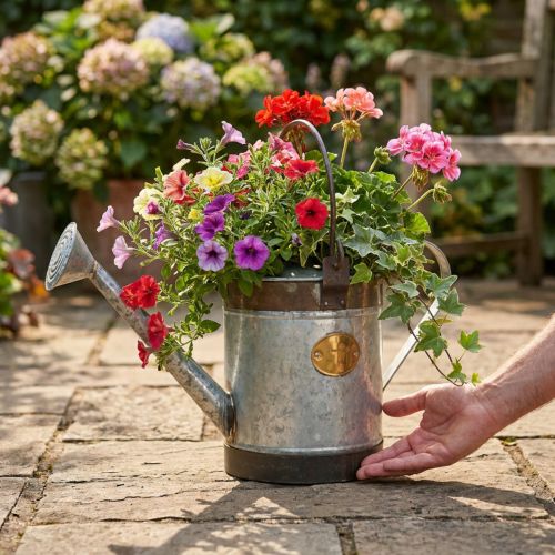 Arrosoir décoratif en métal au design rétro, jardinière suspendue vintage 58 x 23 x 32 cm, pot à plantes nostalgique | Floristik24.be