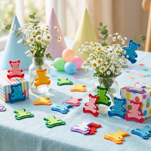 Ours décoratif en feutre couleurs assorties 3,5 cm x 3,5 cm 100 pcs | Floristik24.be