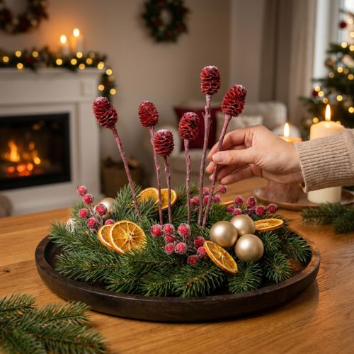 Article Branches décoratives Sabulosum rouge givré 4-6 25 pcs