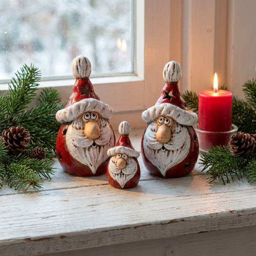 Jolie figurine de Père Noël en céramique, rouge et blanc, 10 cm - décoration de Noël parfaite - 4 pièces | Floristik24.be
