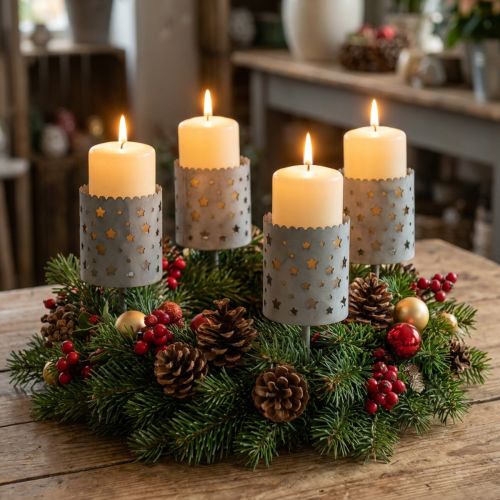 Bougeoir à coller couronne de l'Avent Ø6,5cm H14cm 4 pcs | Floristik24.be