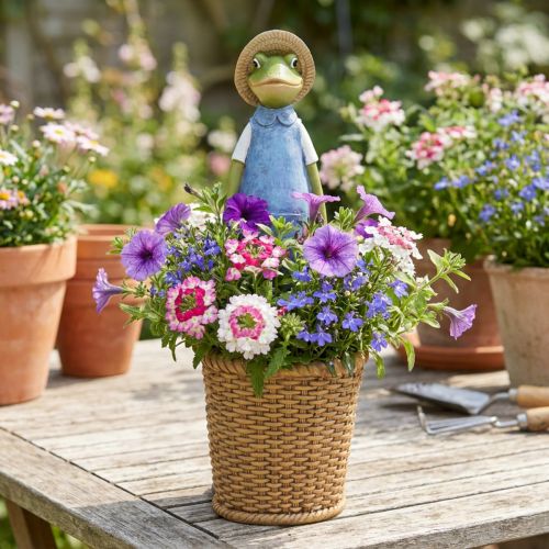 Grenouille déco jardinière polyrésine décoration de table été H31,5cm | Floristik24.be