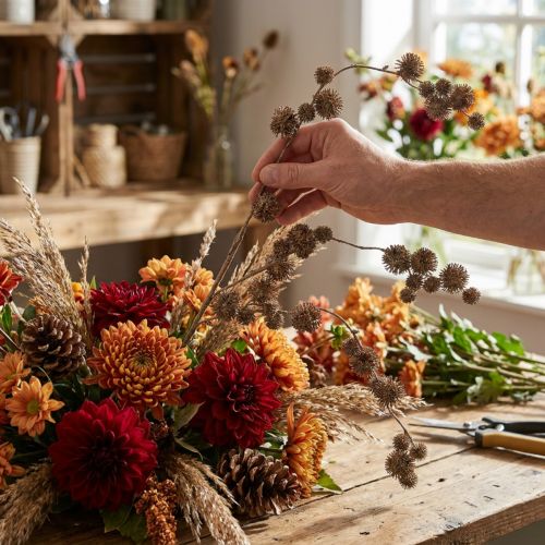 Branche Décorative Platane avec Fruits Décoration d'Automne Artificielle Platane Brun L82cm Ø2-4cm | Floristik24.be