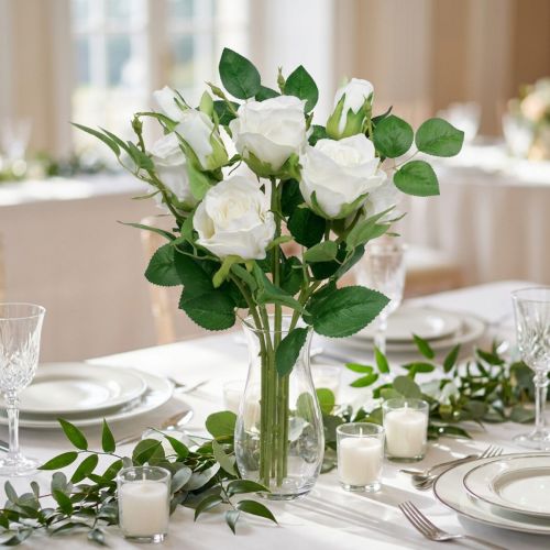 Bouquet de roses blanches L46cm | Floristik24.be