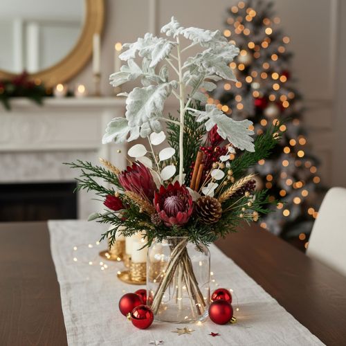 Branche artificielle de séneçon jacobée, feuille argentée, détaillée, 45 cm, 3 pièces | Floristik24.be