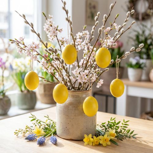 Oeufs de Pâques oeufs soufflés jaunes oeuf de poule 5,5 cm 10 pcs | Floristik24.be