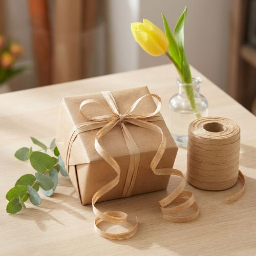 Article Ruban frisé en fibre naturelle, ruban cadeau 10 mm 100 m