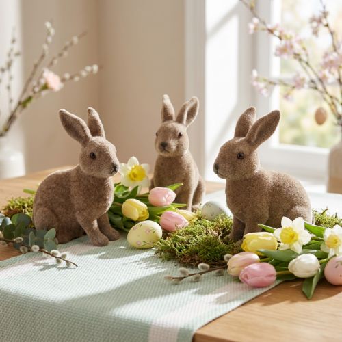 Lapin décoratif 14cm floqué 4 pcs. | Floristik24.be