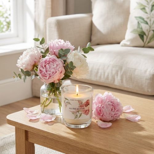 Bougie parfumée en verre Pivoine Pivoine Blush Ø7,5cm H8,5cm | Floristik24.be