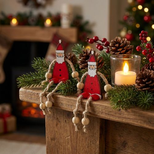 Figurine Père Noël assise 6,5cm Rouge 12pcs | Floristik24.be
