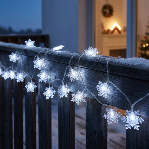Guirlande LED flocons de neige extérieur blanc froid 24 LED 460cm | Floristik24.be