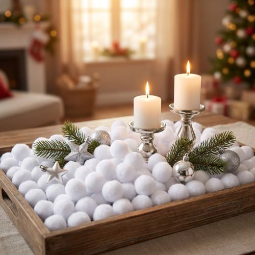 Boules de neige décoratives Mini Ø2cm Boules à neige blanches 320 pièces 4 sacs | Floristik24.be
