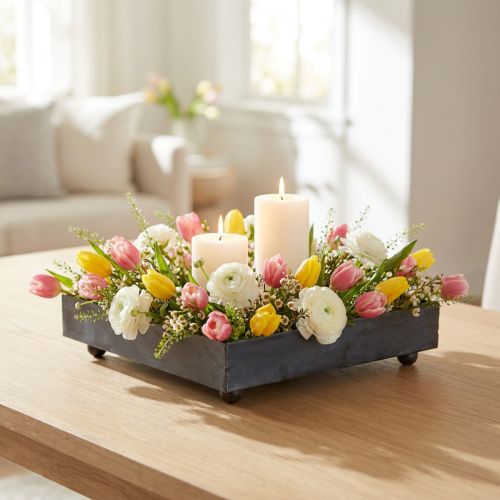 Plateau décoratif en métal noir gris délavé 15×15cm 2pcs | Floristik24.be