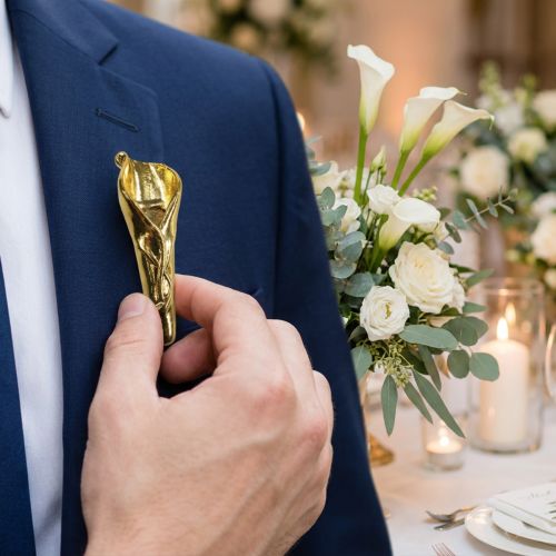 Broche de mariage magnétique dorée 5 cm | Floristik24.be