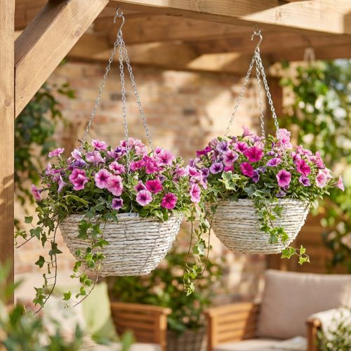 Article Pot de fleurs suspendu en paille blanc naturel Ø28cm H15cm 2pcs