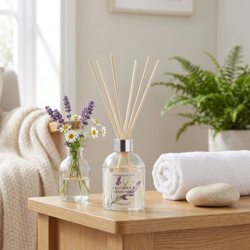 Bâtonnets parfumés lavande camomille diffuseur en verre 100ml | Floristik24.be