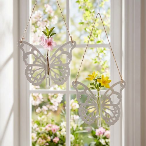 Papillon avec tube à essai pour accrocher 19x24cm 3pcs | Floristik24.be