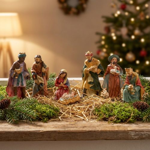 Figurines de la Nativité peintes à la main 2cm - 9cm 7pcs | Floristik24.be