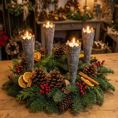 Bougeoir bougie chauffe-plat antique Ø5cm H24cm 4pcs | Floristik24.be
