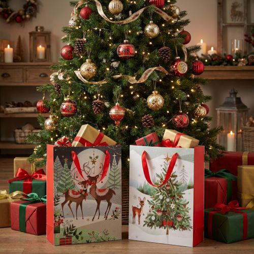 Sacs cadeaux Sac cadeau de Noël cerf 24×18cm 2pcs | Floristik24.be