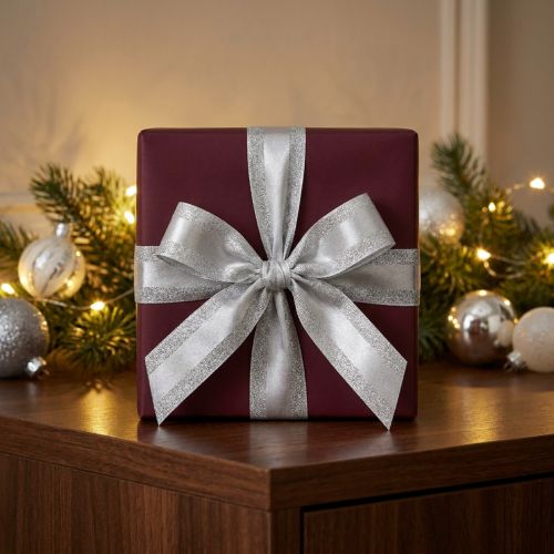 Ruban décoratif argent avec paillettes ruban cadeau à rayures 25mm 20m | Floristik24.be