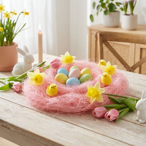 Herbe de sisal pour l'artisanat, matériel artisanal, matériau naturel rose 300g | Floristik24.be