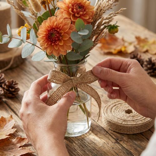 Article Ruban décoratif en jute naturel 12 mm, ruban décoratif rustique en jute 10 m