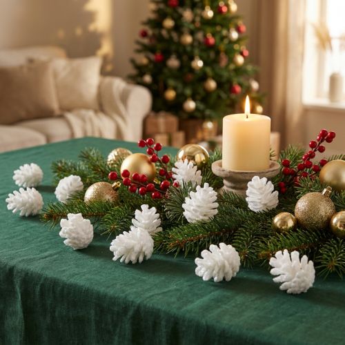 Cônes décoratifs paillettes blanches décoration dispersée décoration à suspendre 3,5 cm 45 pièces | Floristik24.be