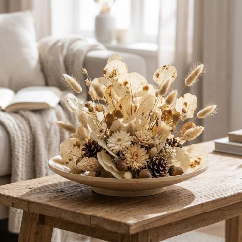 Décoration de feuilles séchées Moneta crème florale sèche 100g | Floristik24.be
