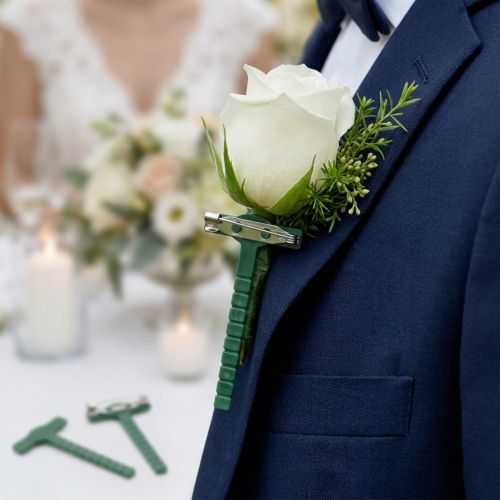 Article Epingle de mariage vert, argent 2,6cm x 5cm 50 pcs