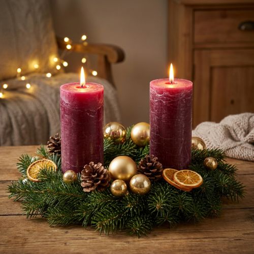 Bougies piliers Berry, 85 x 200 mm, lot de 2, couleur unie, pour la décoration et l'ambiance | Floristik24.be