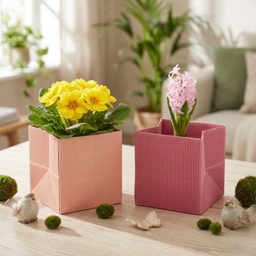 Jardinière à fleurs sac à fleurs rose saumon 12cmx12cm 6 pcs | Floristik24.be