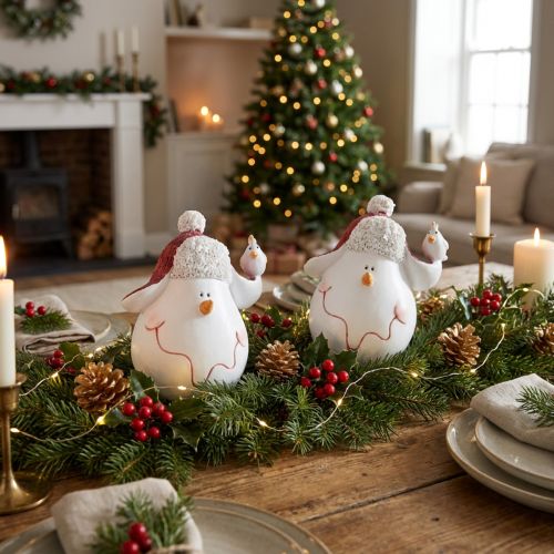 Décoration de table Décoration de Noël bonhomme de neige avec chapeau H13cm 2pcs | Floristik24.be