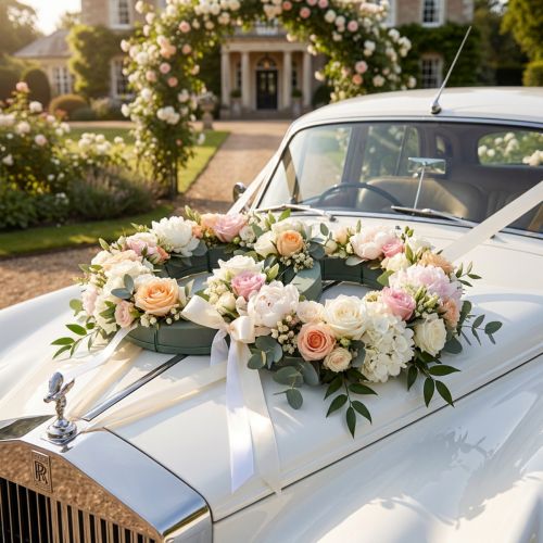 Article Arrangement voiture en mousse florale double anneau 55×39cm H6cm 1 pièce