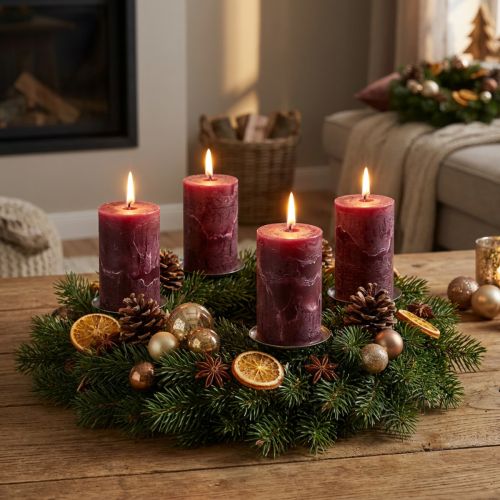 Bougies de couleur unie bordeaux 60x100mm 4pcs | Floristik24.be
