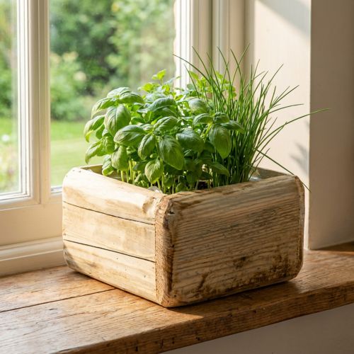 Cache-pot jardinière pot de fleurs en bois naturel 15,5×15,5cm | Floristik24.be