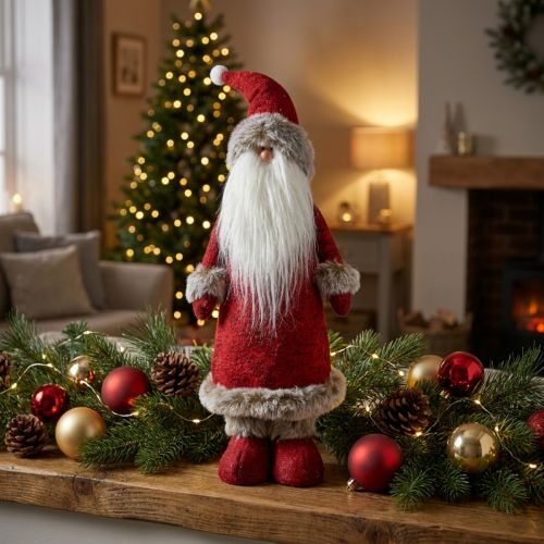 Décoration Père Noël debout Décoration figure Père Noël Rouge H41cm | Floristik24.be