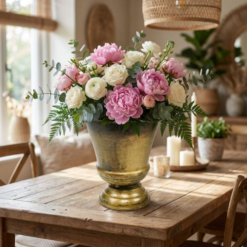 Article Jardinière vintage coupe vase métal laiton Ø14cm H17cm