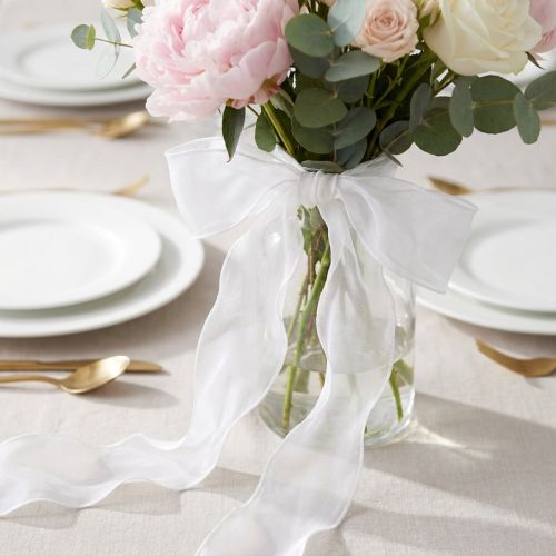 Ruban mousseline ruban organza ruban décoratif organza blanc 40mm 20m | Floristik24.be