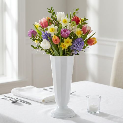 Vase décor “Szwed” blanc Ø13cm - 20cm, 1pc | Floristik24.be