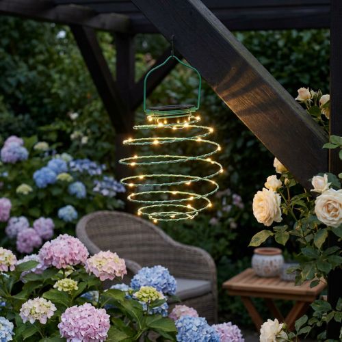 Lampe de jardin solaire verte 22 cm avec 25 LED blanc chaud | Floristik24.be