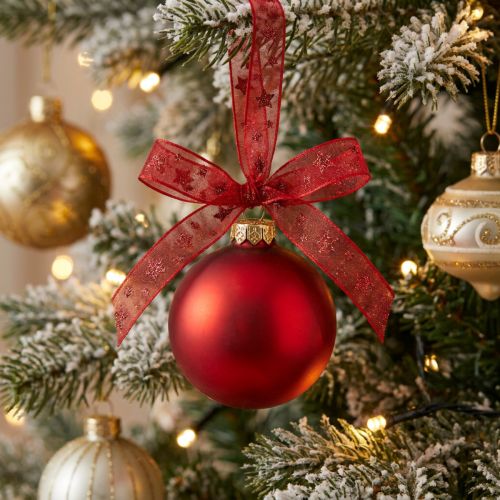 Ruban Organza rouge avec étoiles scintillantes – Ruban de Noël 10mm 20m | Floristik24.be