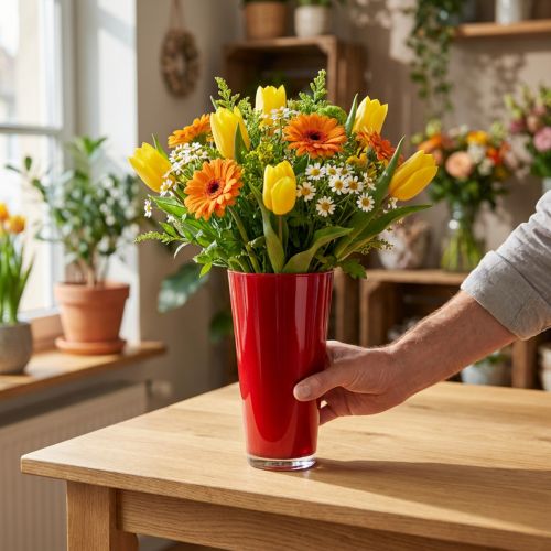 Article Vase “Fizzy” Ø13,5cm H20cm rouge 1 pce