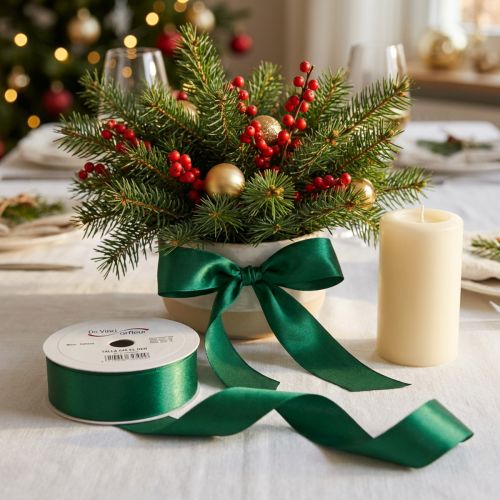 Ruban cadeau et décoration 40 mm x 50 m vert foncé | Floristik24.be
