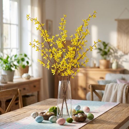 Branches décoratives artificielles de forsythia pour Pâques Jaune 138 cm | Floristik24.be