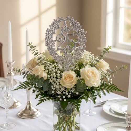 Anniversaire numéro 25 argent Ø8cm 10pcs | Floristik24.be