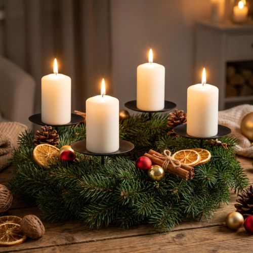 Bougeoir enfichable métal noir Ø9cm 4 pcs | Floristik24.be
